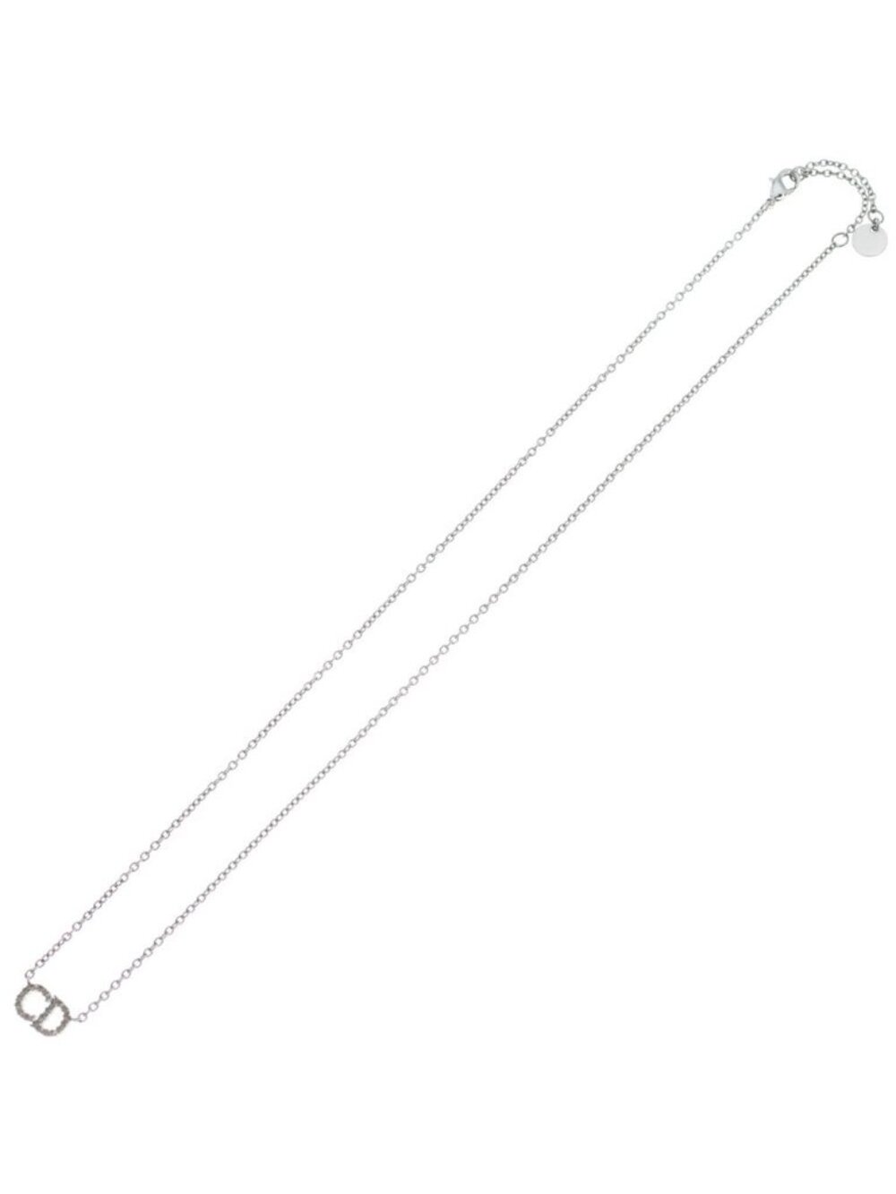 ★SOLD★ Dior Logo Line Stone Necklace Pendant Chain Silver - Picture 2 of 6